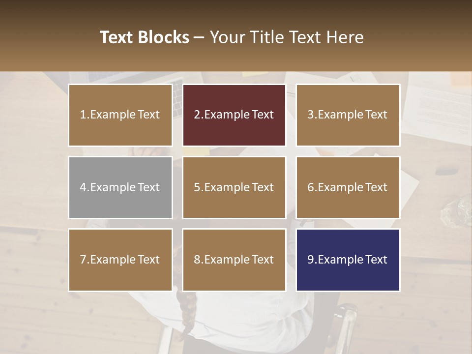 A Woman Sitting At A Desk With A Laptop And Papers PowerPoint Template