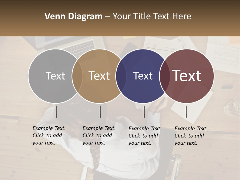 A Woman Sitting At A Desk With A Laptop And Papers PowerPoint Template