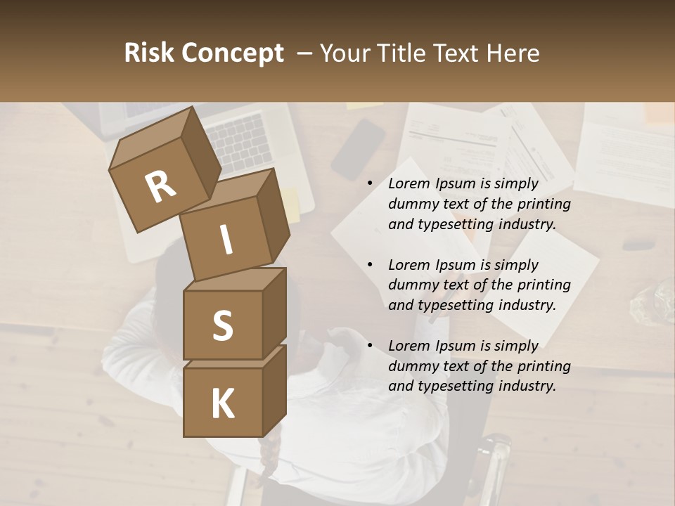 A Woman Sitting At A Desk With A Laptop And Papers PowerPoint Template