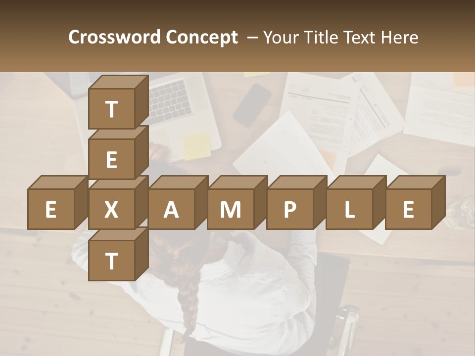 A Woman Sitting At A Desk With A Laptop And Papers PowerPoint Template