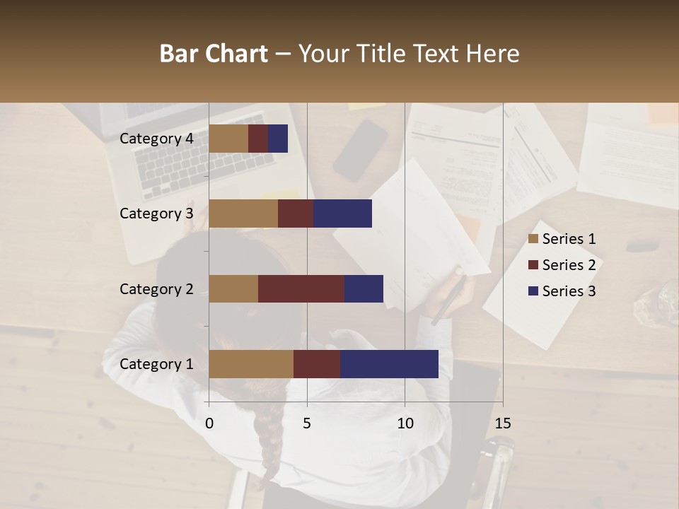 A Woman Sitting At A Desk With A Laptop And Papers PowerPoint Template