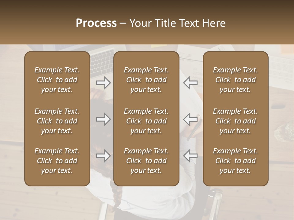 A Woman Sitting At A Desk With A Laptop And Papers PowerPoint Template