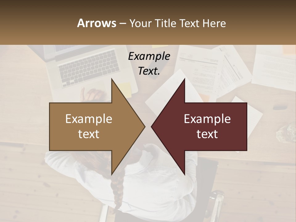 A Woman Sitting At A Desk With A Laptop And Papers PowerPoint Template