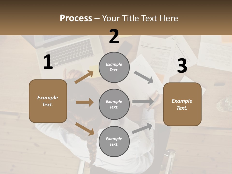 A Woman Sitting At A Desk With A Laptop And Papers PowerPoint Template