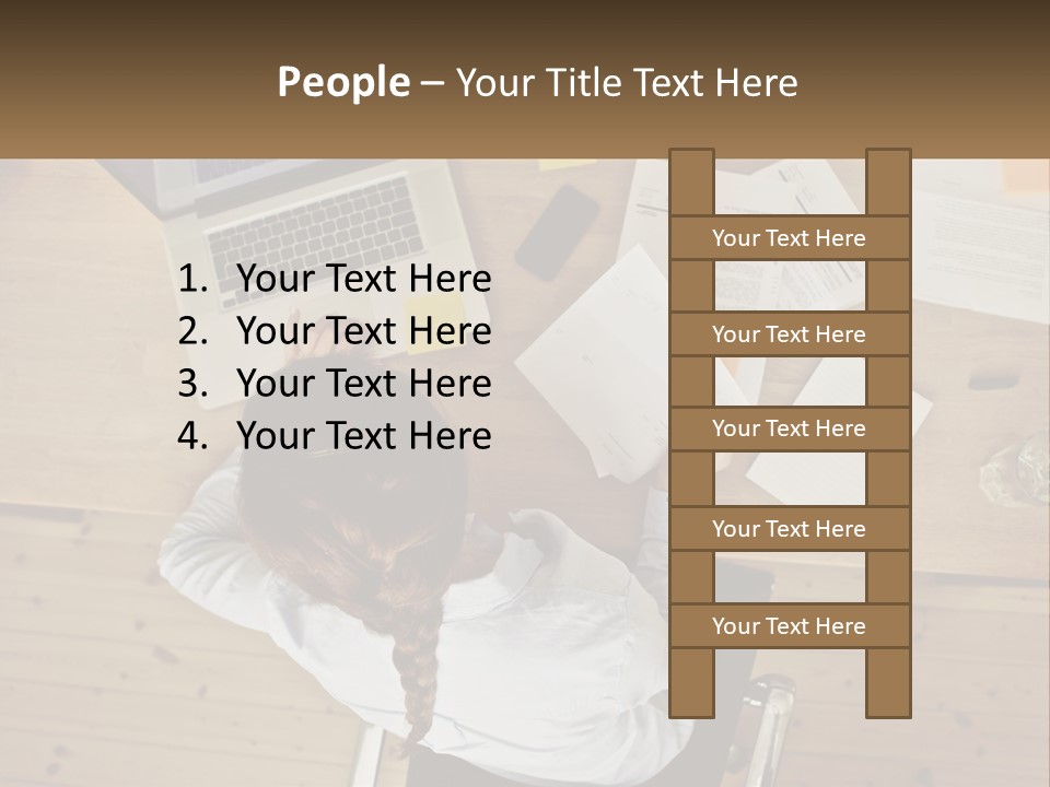 A Woman Sitting At A Desk With A Laptop And Papers PowerPoint Template