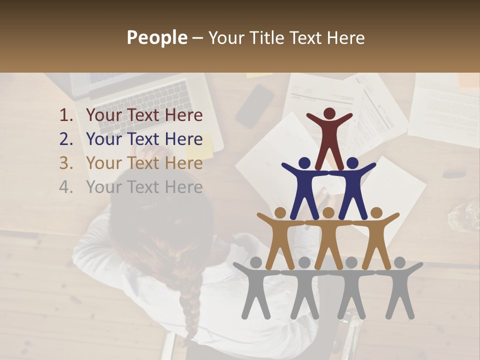 A Woman Sitting At A Desk With A Laptop And Papers PowerPoint Template