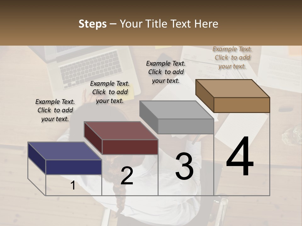 A Woman Sitting At A Desk With A Laptop And Papers PowerPoint Template