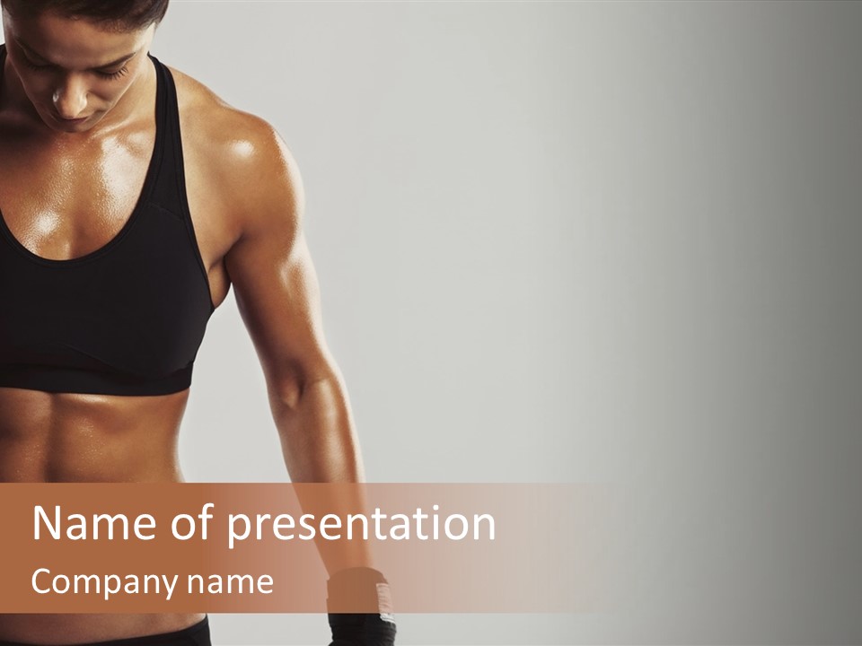 A Woman In A Sports Bra Top Is Holding Her Hands On Her Hip PowerPoint Template