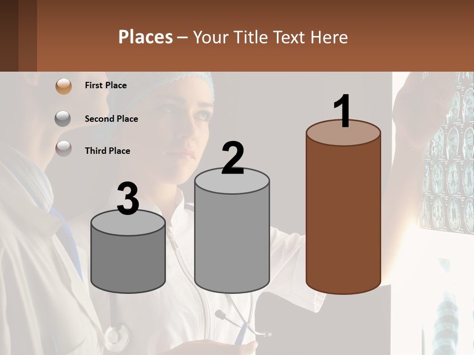 A Doctor And A Nurse Looking At A X - Ray PowerPoint Template