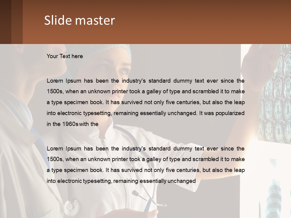 A Doctor And A Nurse Looking At A X - Ray PowerPoint Template