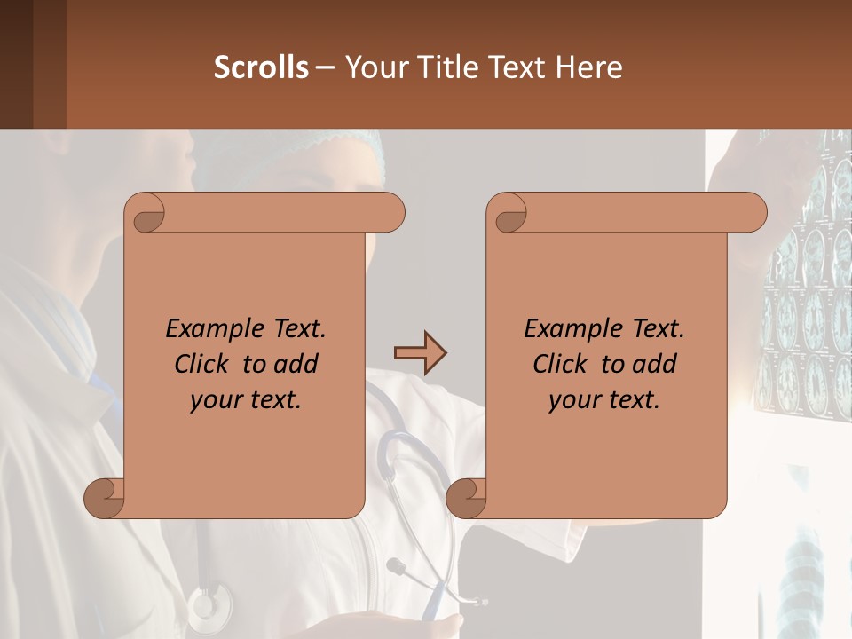 A Doctor And A Nurse Looking At A X - Ray PowerPoint Template