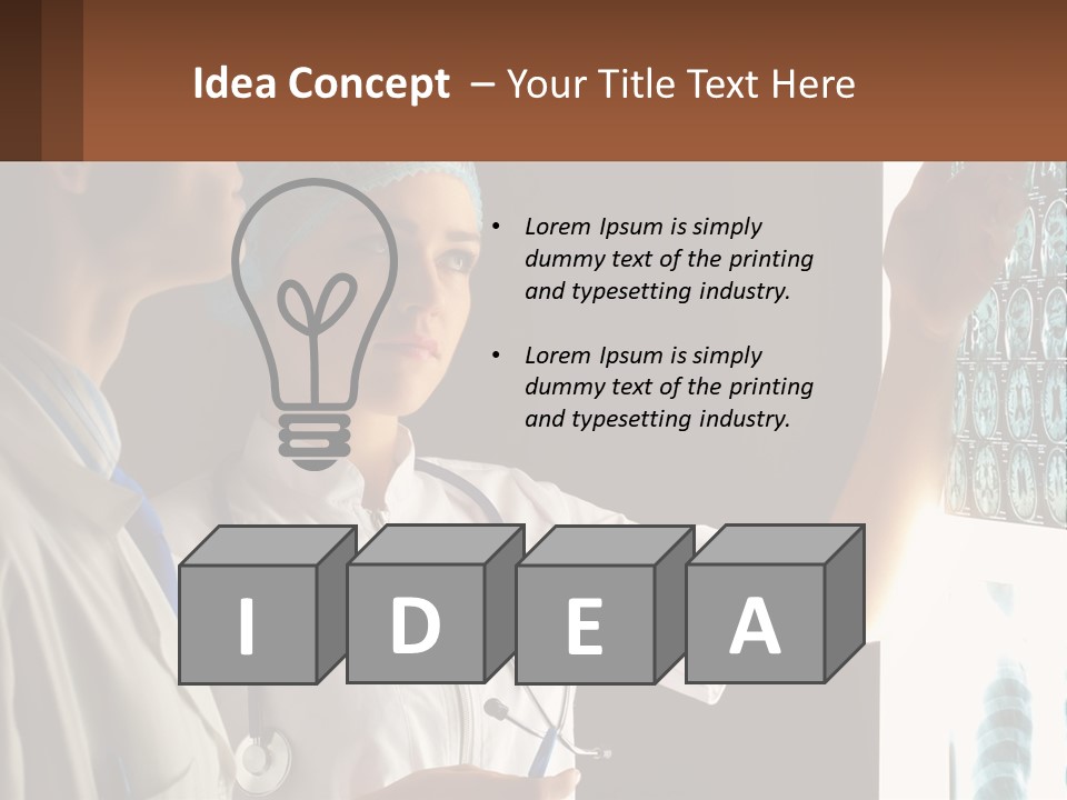 A Doctor And A Nurse Looking At A X - Ray PowerPoint Template