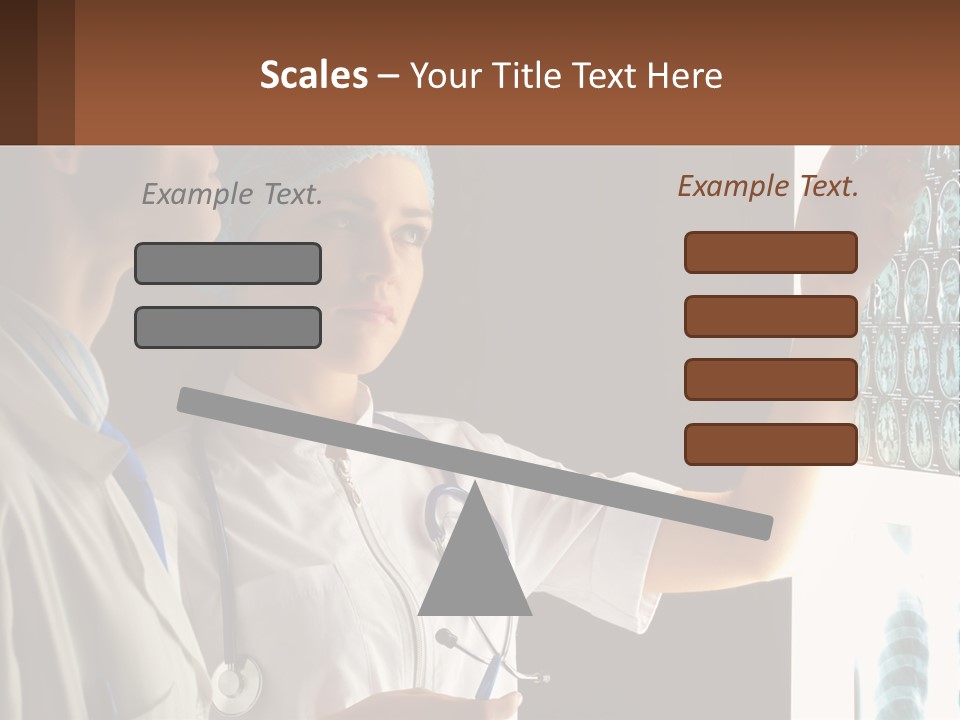 A Doctor And A Nurse Looking At A X - Ray PowerPoint Template