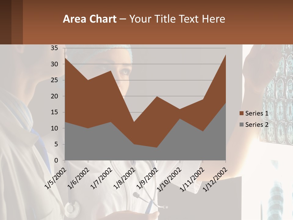 A Doctor And A Nurse Looking At A X - Ray PowerPoint Template