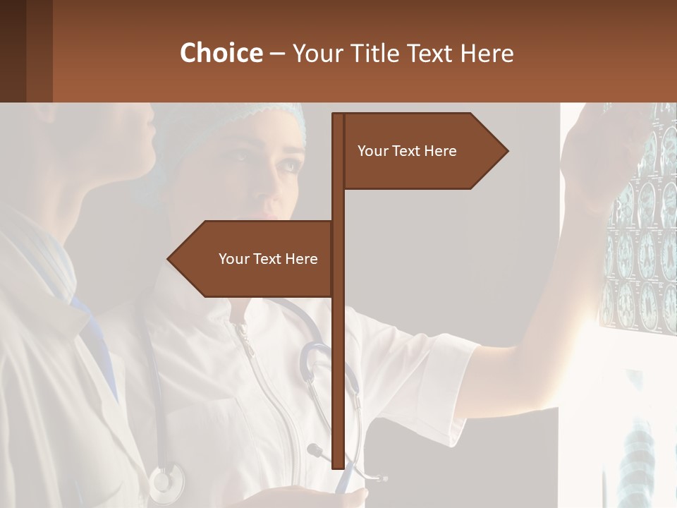 A Doctor And A Nurse Looking At A X - Ray PowerPoint Template