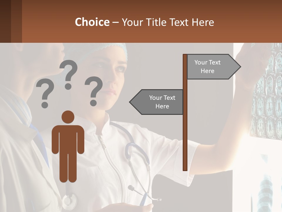 A Doctor And A Nurse Looking At A X - Ray PowerPoint Template