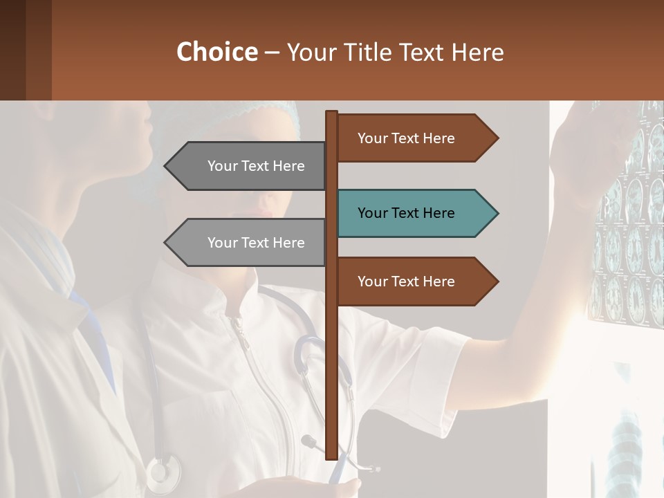 A Doctor And A Nurse Looking At A X - Ray PowerPoint Template