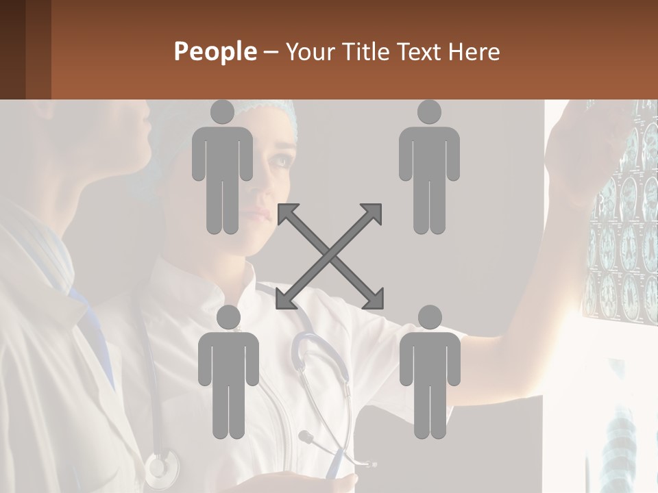 A Doctor And A Nurse Looking At A X - Ray PowerPoint Template