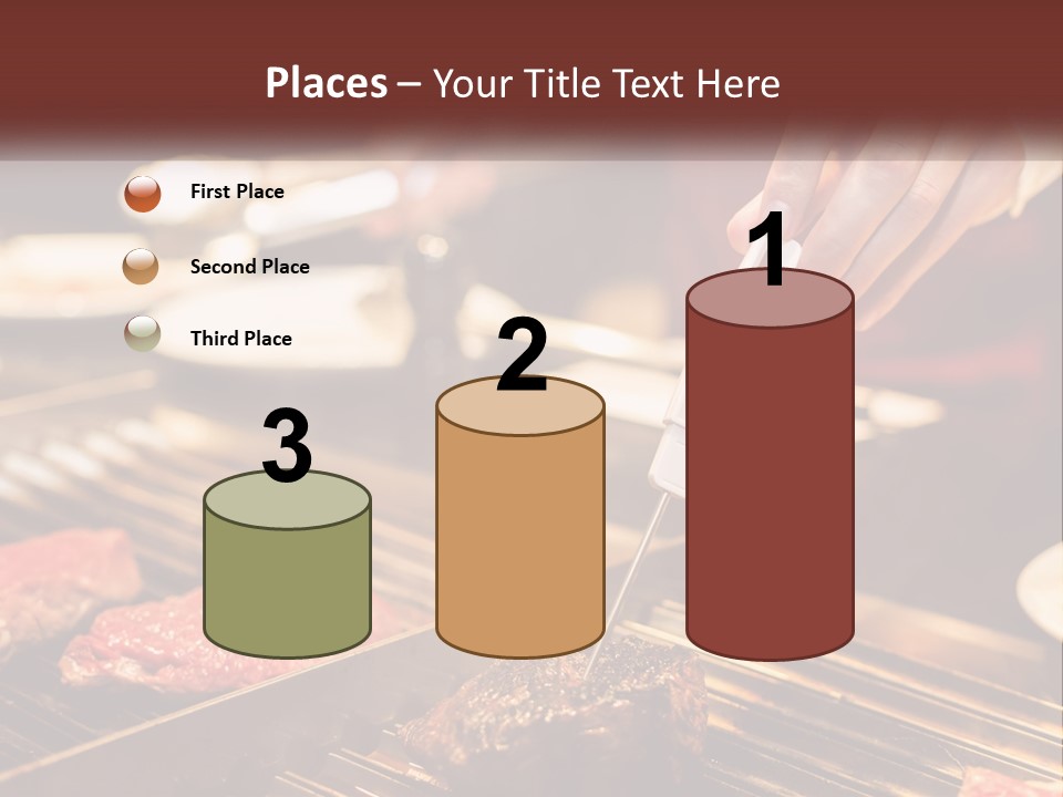 A Person Cooking Steaks On A Grill With A Thermometer PowerPoint Template