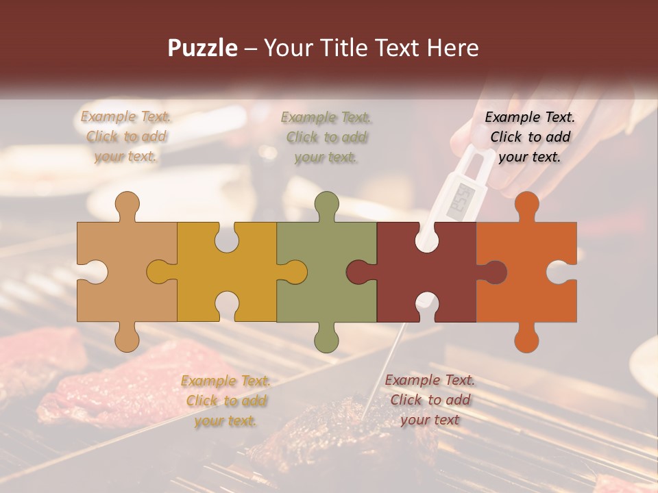 A Person Cooking Steaks On A Grill With A Thermometer PowerPoint Template