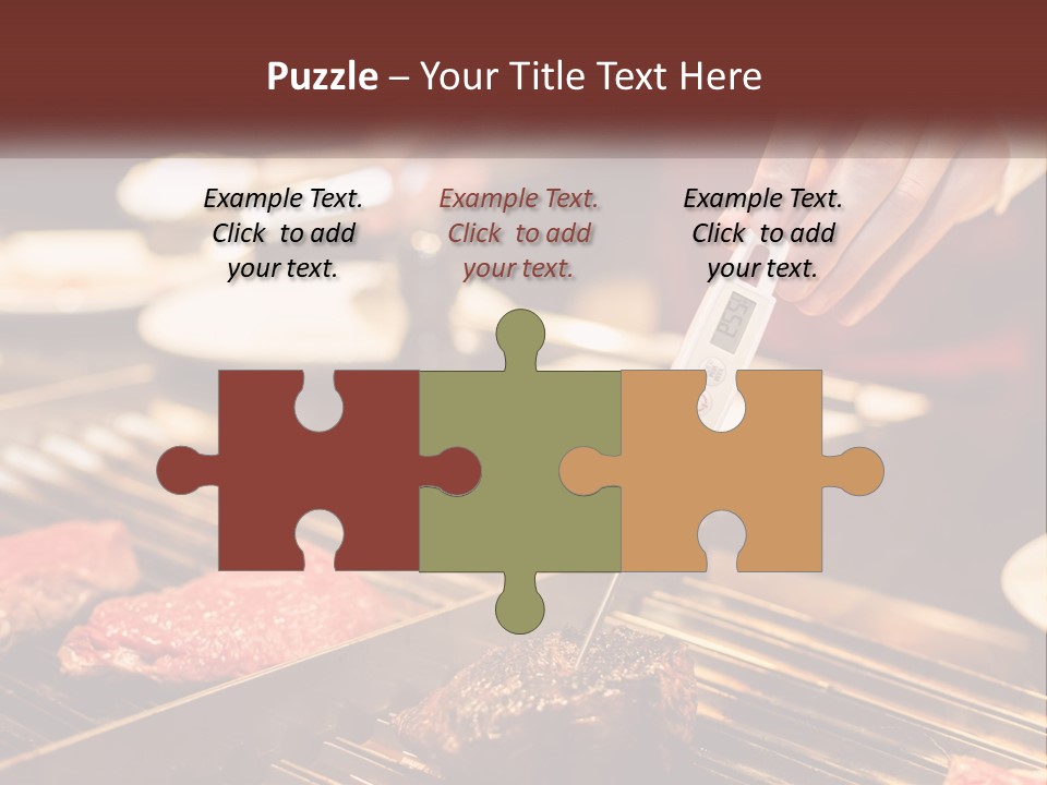 A Person Cooking Steaks On A Grill With A Thermometer PowerPoint Template