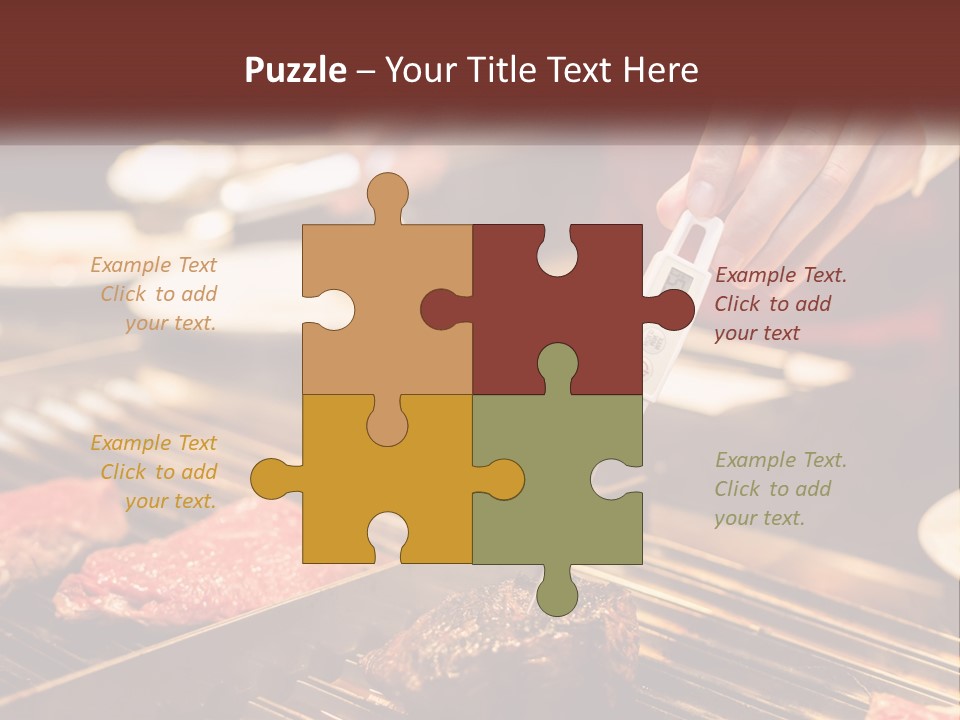 A Person Cooking Steaks On A Grill With A Thermometer PowerPoint Template