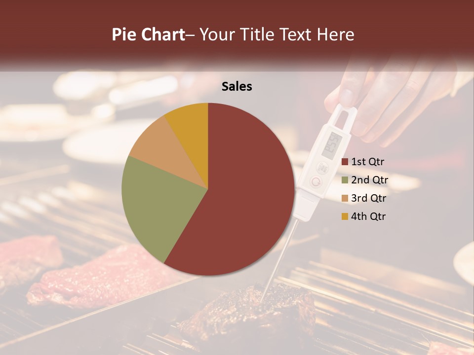 A Person Cooking Steaks On A Grill With A Thermometer PowerPoint Template