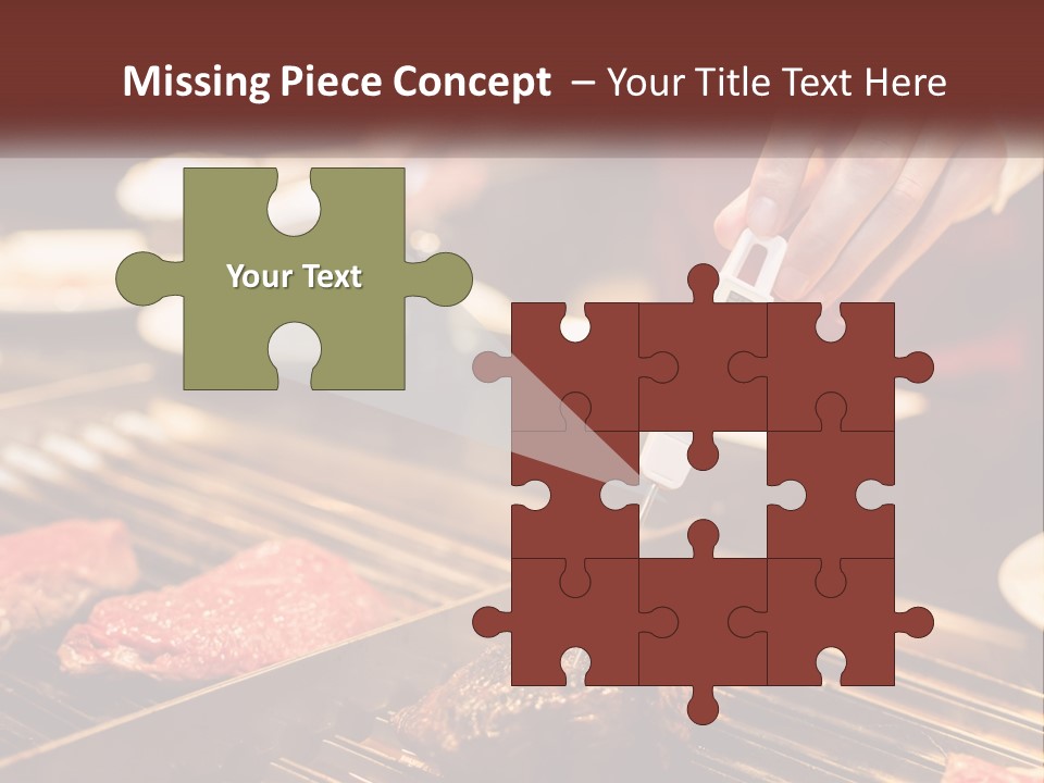 A Person Cooking Steaks On A Grill With A Thermometer PowerPoint Template