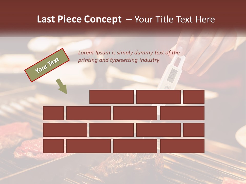 A Person Cooking Steaks On A Grill With A Thermometer PowerPoint Template