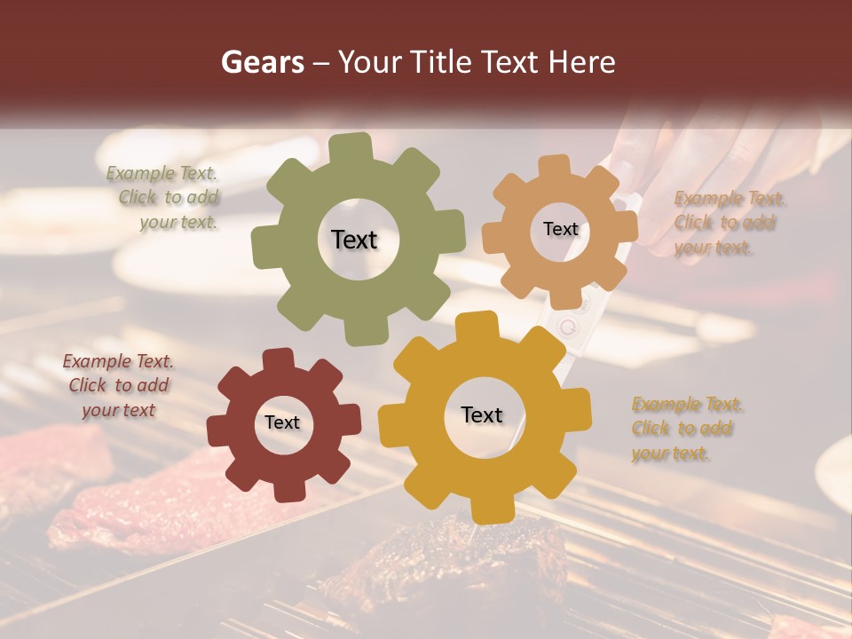 A Person Cooking Steaks On A Grill With A Thermometer PowerPoint Template
