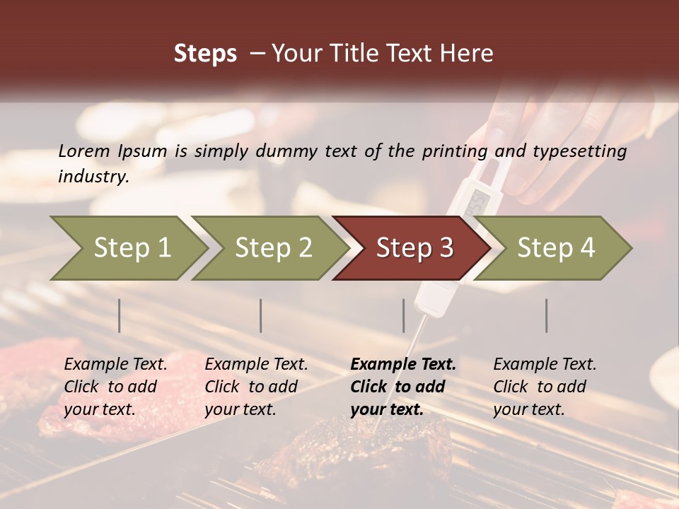 A Person Cooking Steaks On A Grill With A Thermometer PowerPoint Template