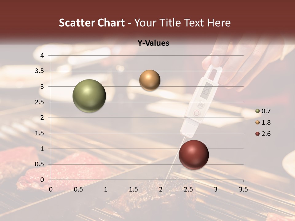 A Person Cooking Steaks On A Grill With A Thermometer PowerPoint Template