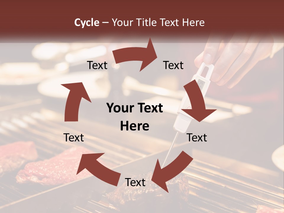 A Person Cooking Steaks On A Grill With A Thermometer PowerPoint Template