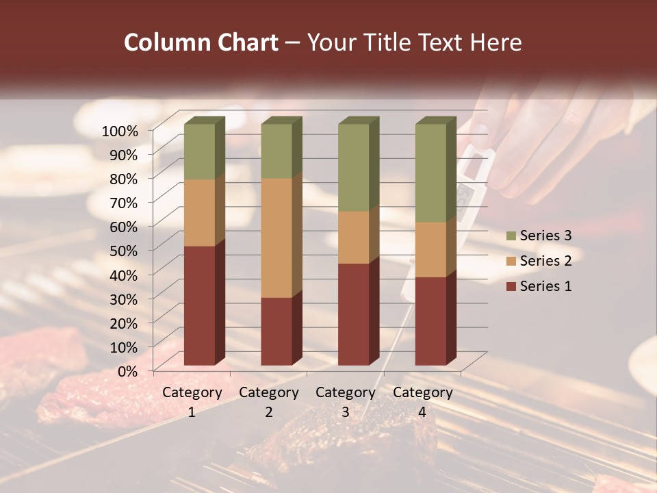 A Person Cooking Steaks On A Grill With A Thermometer PowerPoint Template
