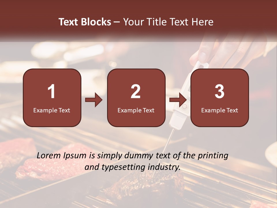 A Person Cooking Steaks On A Grill With A Thermometer PowerPoint Template
