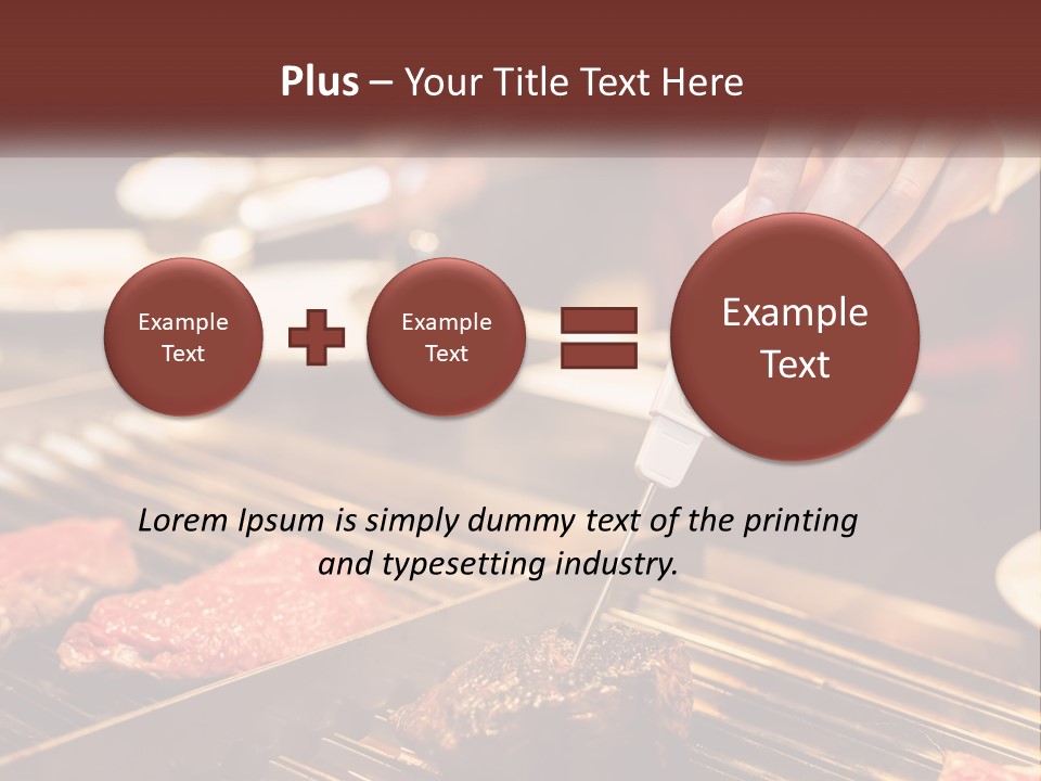 A Person Cooking Steaks On A Grill With A Thermometer PowerPoint Template
