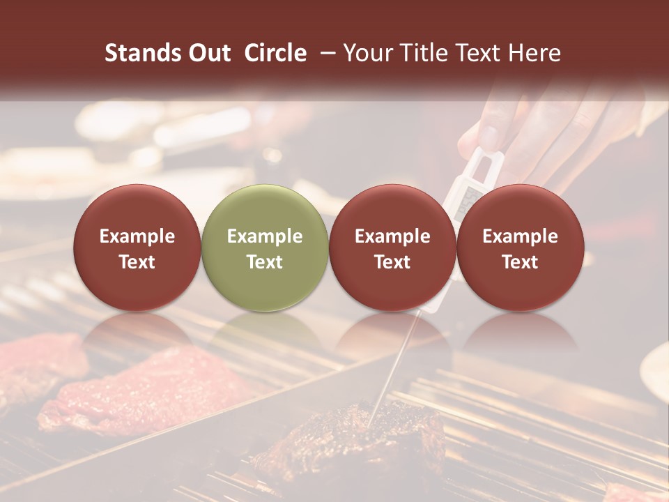 A Person Cooking Steaks On A Grill With A Thermometer PowerPoint Template