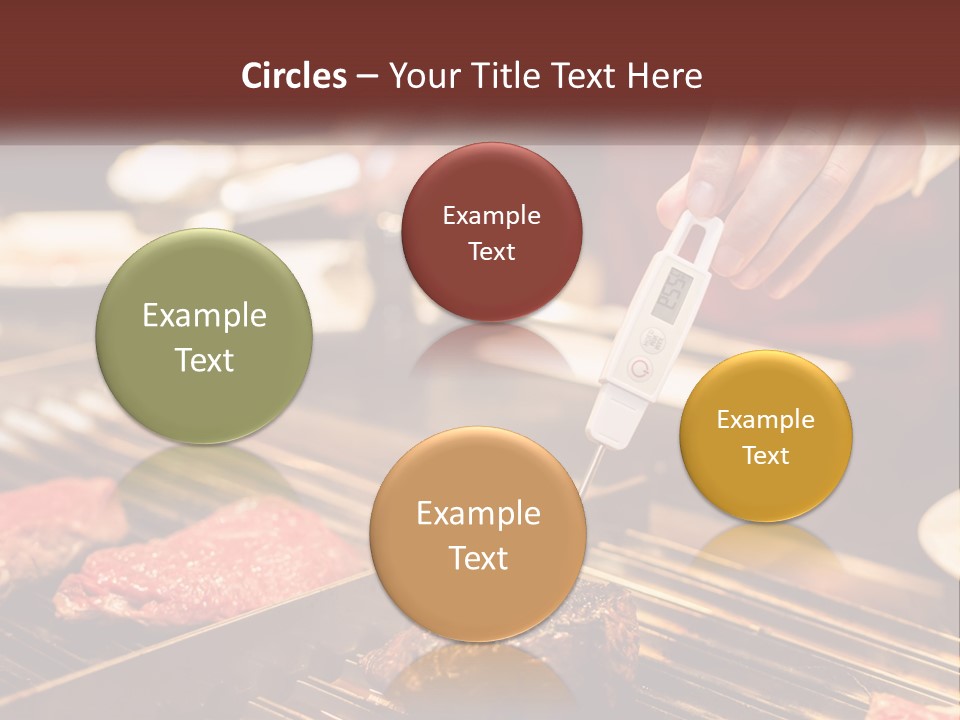 A Person Cooking Steaks On A Grill With A Thermometer PowerPoint Template