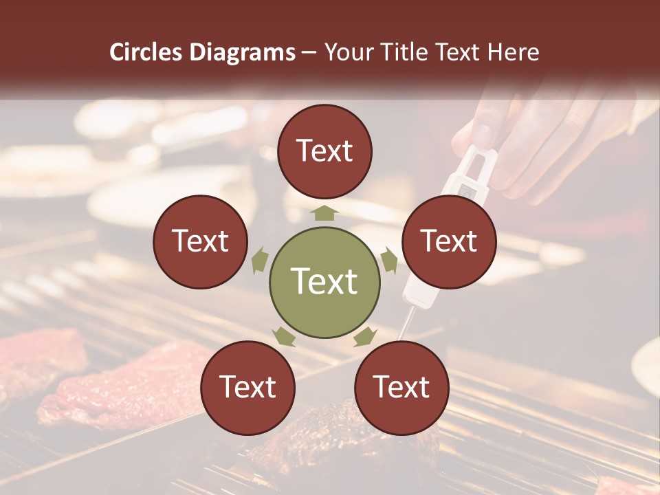 A Person Cooking Steaks On A Grill With A Thermometer PowerPoint Template
