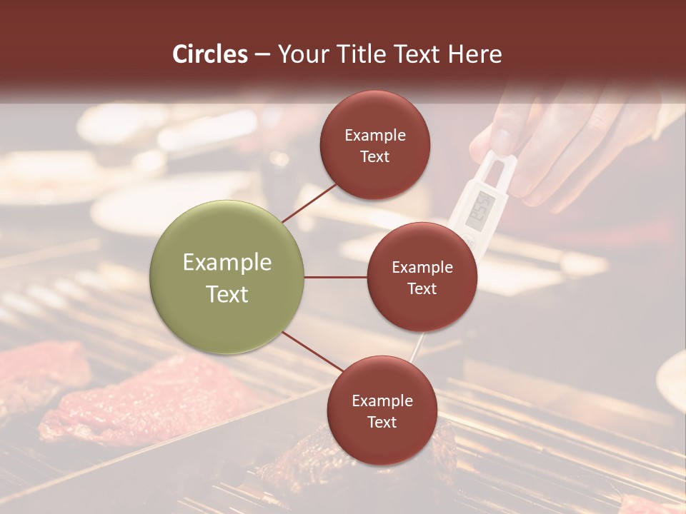 A Person Cooking Steaks On A Grill With A Thermometer PowerPoint Template