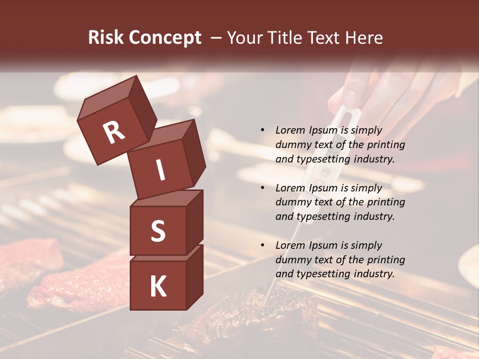 A Person Cooking Steaks On A Grill With A Thermometer PowerPoint Template