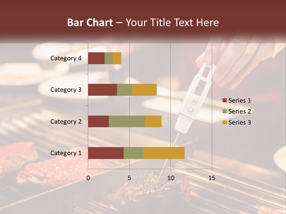 A Person Cooking Steaks On A Grill With A Thermometer PowerPoint Template