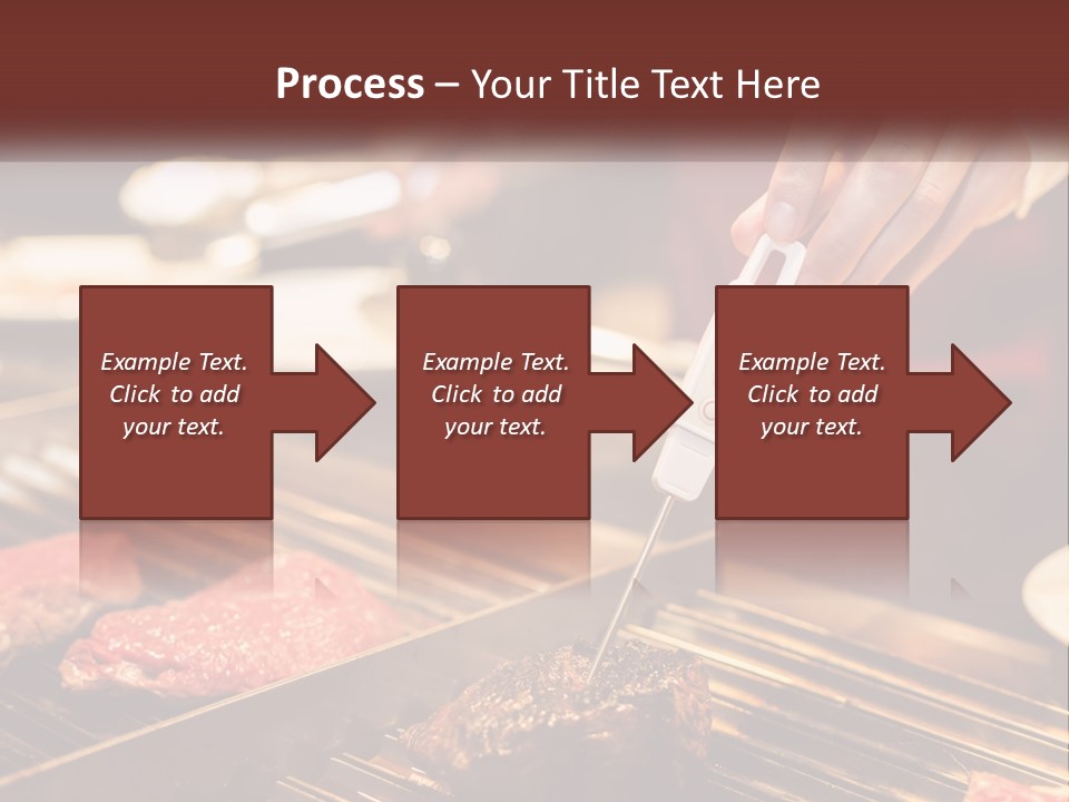 A Person Cooking Steaks On A Grill With A Thermometer PowerPoint Template