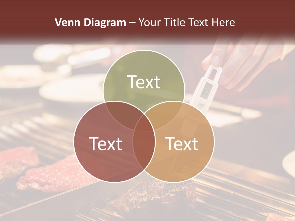 A Person Cooking Steaks On A Grill With A Thermometer PowerPoint Template