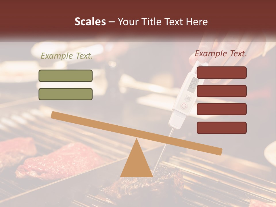 A Person Cooking Steaks On A Grill With A Thermometer PowerPoint Template