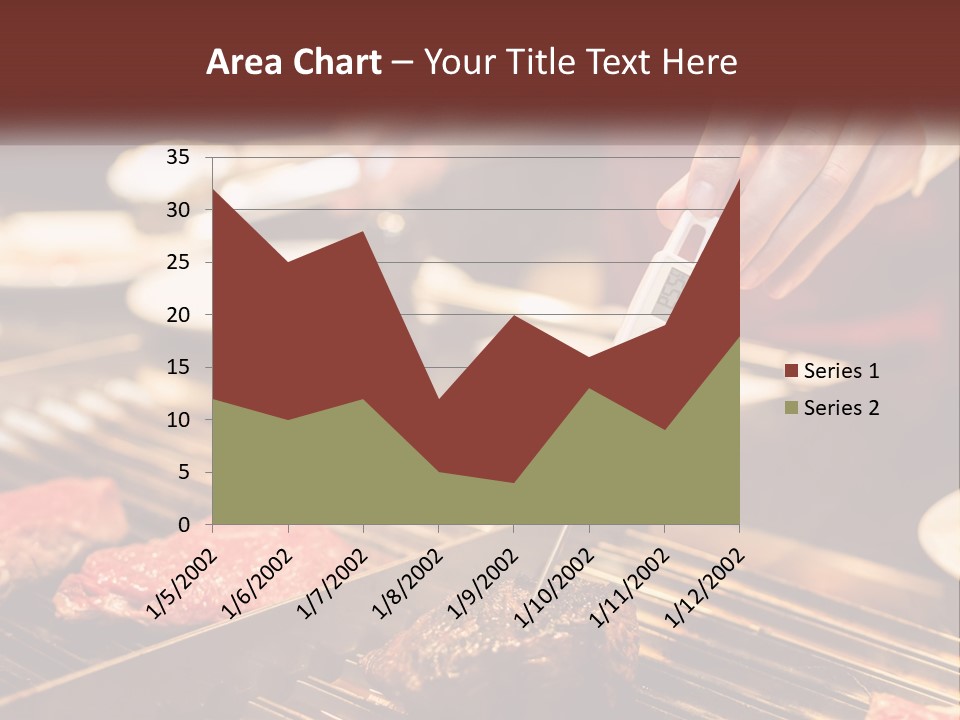 A Person Cooking Steaks On A Grill With A Thermometer PowerPoint Template