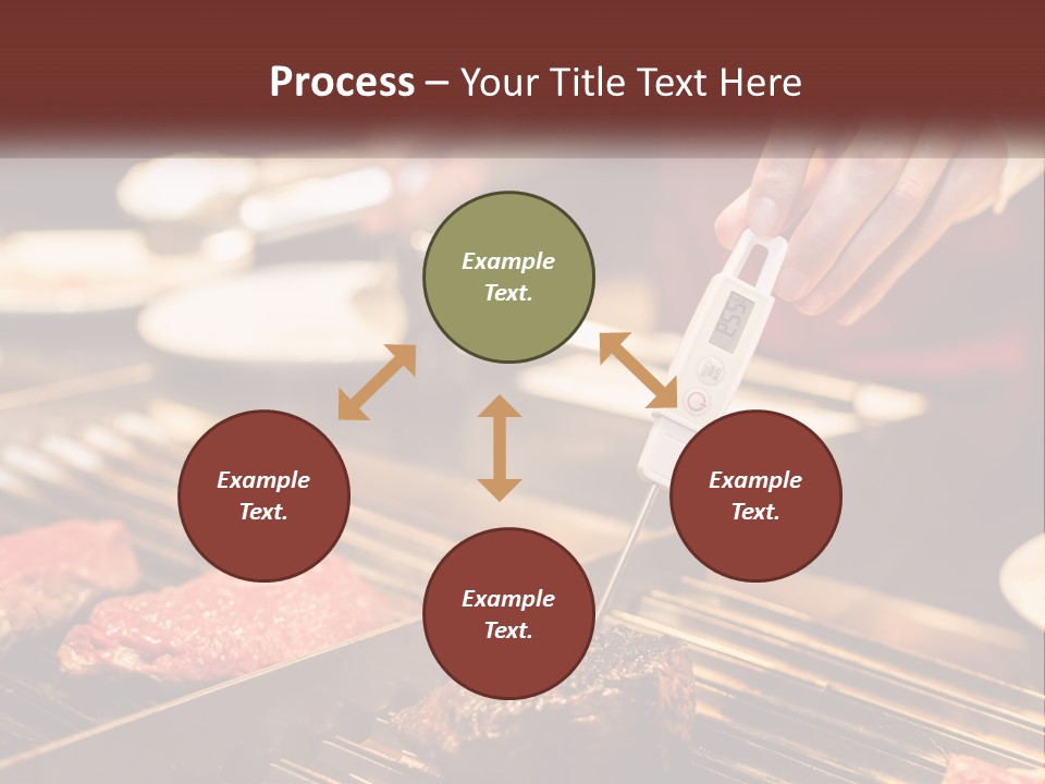 A Person Cooking Steaks On A Grill With A Thermometer PowerPoint Template