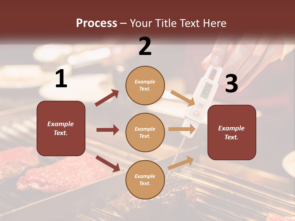 A Person Cooking Steaks On A Grill With A Thermometer PowerPoint Template