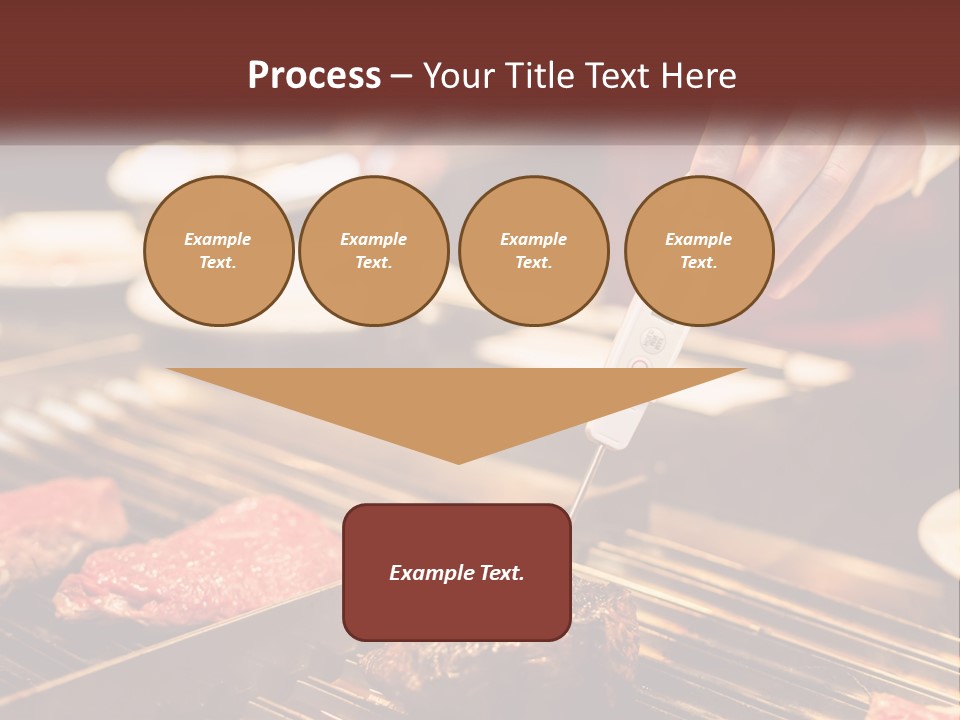 A Person Cooking Steaks On A Grill With A Thermometer PowerPoint Template