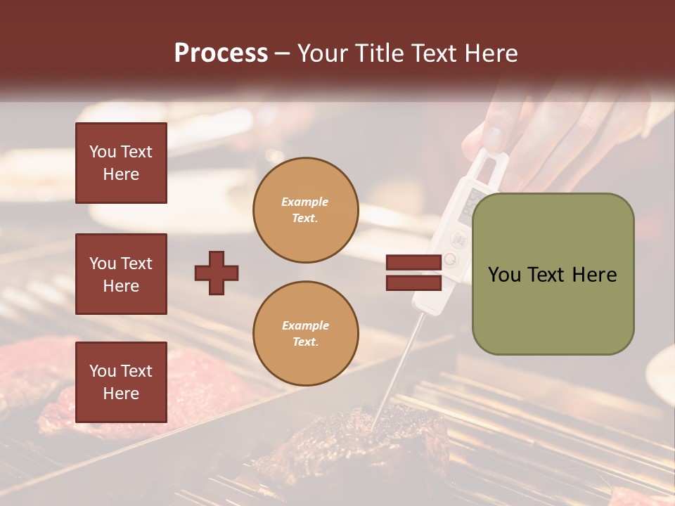 A Person Cooking Steaks On A Grill With A Thermometer PowerPoint Template